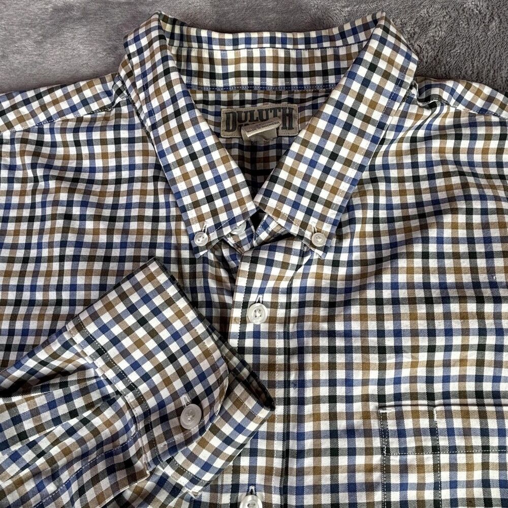 Duluth Trading Co. Shirt Mens 3XL Multicolor Check Button Up Long Sleeve Pockets